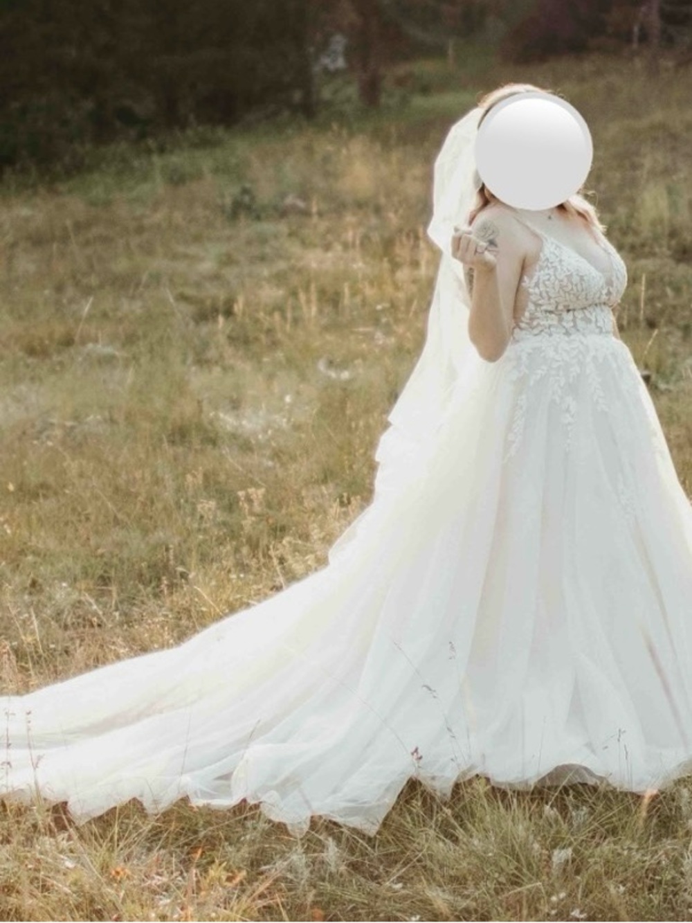 Ivory Lace A-Line Wedding Dress with V-Neck